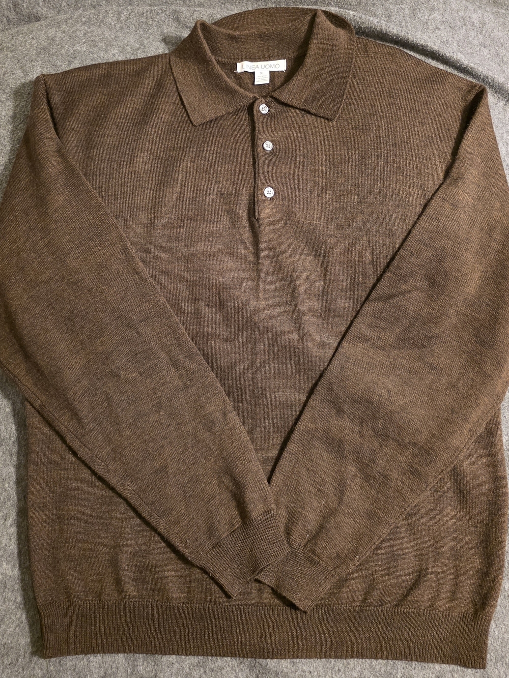 Luigi Borrelli Brown Long-Sleeve Polo Knit